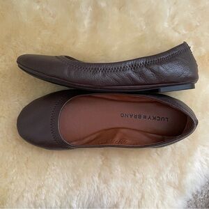 Lucky Brand Women's Dark Brown Leather Flats Ballerinas size 7